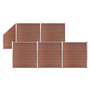 vidaXL WPC-aiakomplekt, 5 ruutu + 1 kaldus, 965 x 186 cm pruun