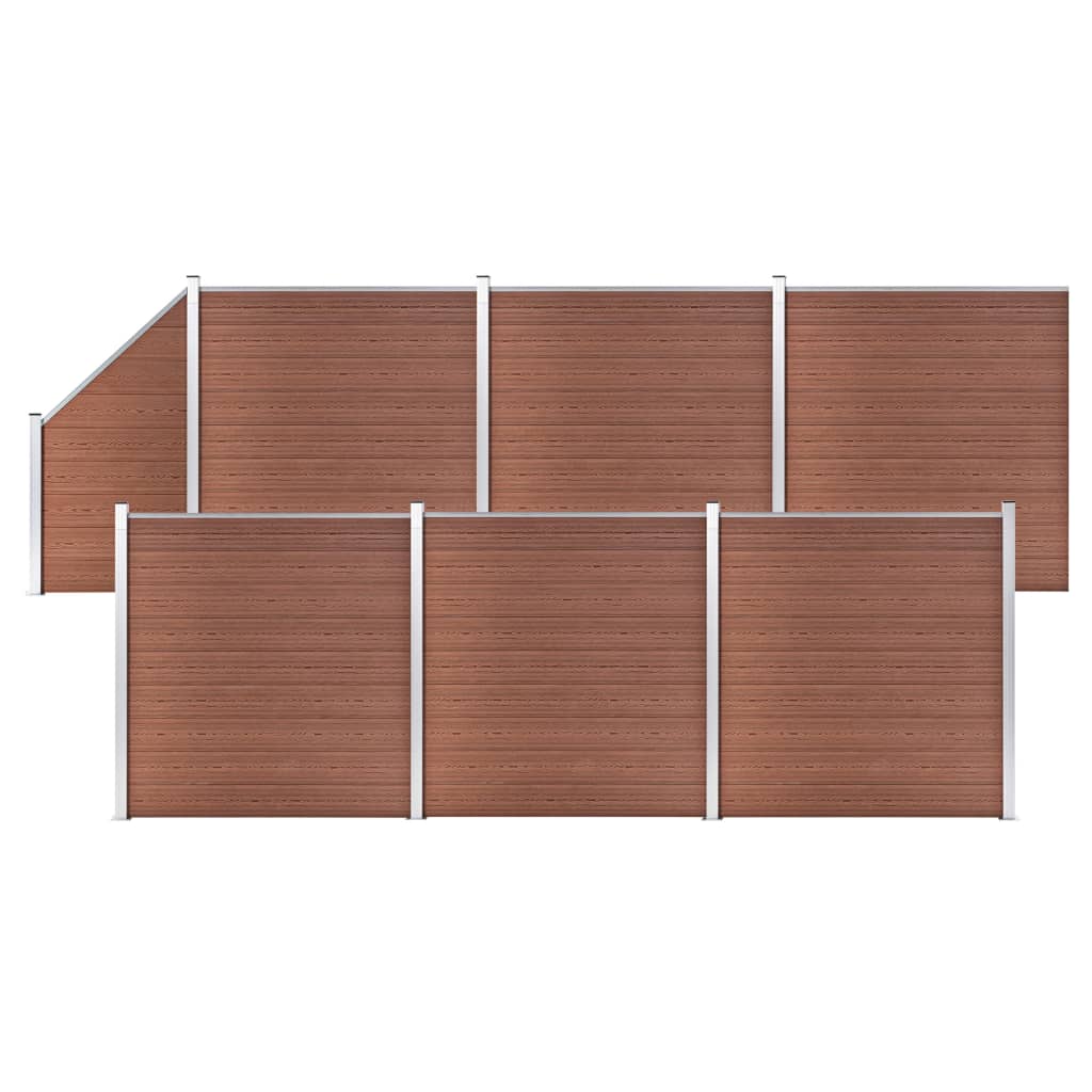 vidaXL WPC Fence Set 6 Square + 1 Slanted 1138×186 cm Brown