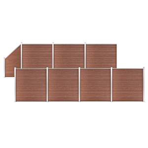 vidaXL WPC-aiakomplekt, 7 ruutu + 1 kaldus, 1311 x 186 cm pruun