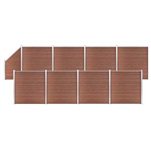 vidaXL WPC-aiakomplekt, 8 ruutu + 1 kaldus, 1484 x 186 cm pruun