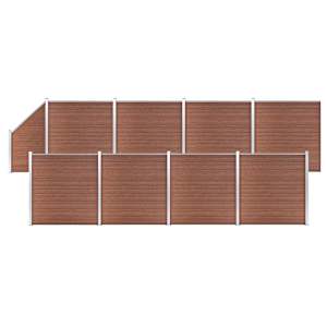 WPC ograjni paneli 8 kvadratnih + 1 poševni 1484x186 cm rjavi
