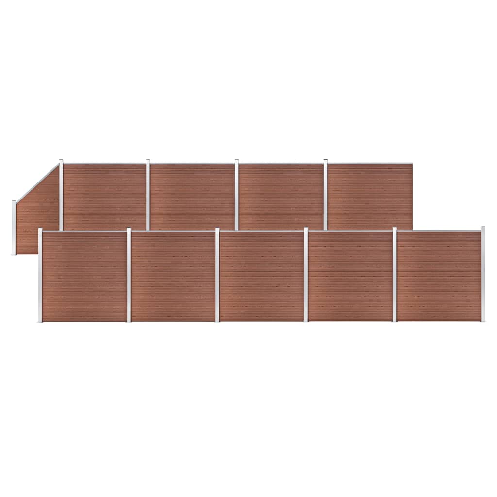 vidaXL WPC Fence Set 9 Square + 1 Slanted 1657×186 cm Brown