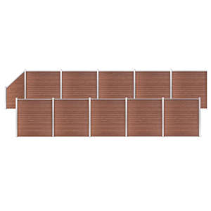 vidaXL WPC-aiakomplekt, 10 ruutu + 1 kaldus, 1830 x 186 cm pruun