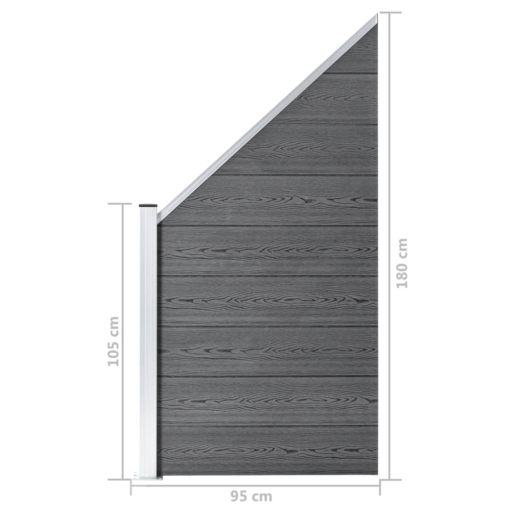 Plotová sada WPC 2 čtvercové + 1 šikmý díl 446 x 186 cm šedá - obrázek 14