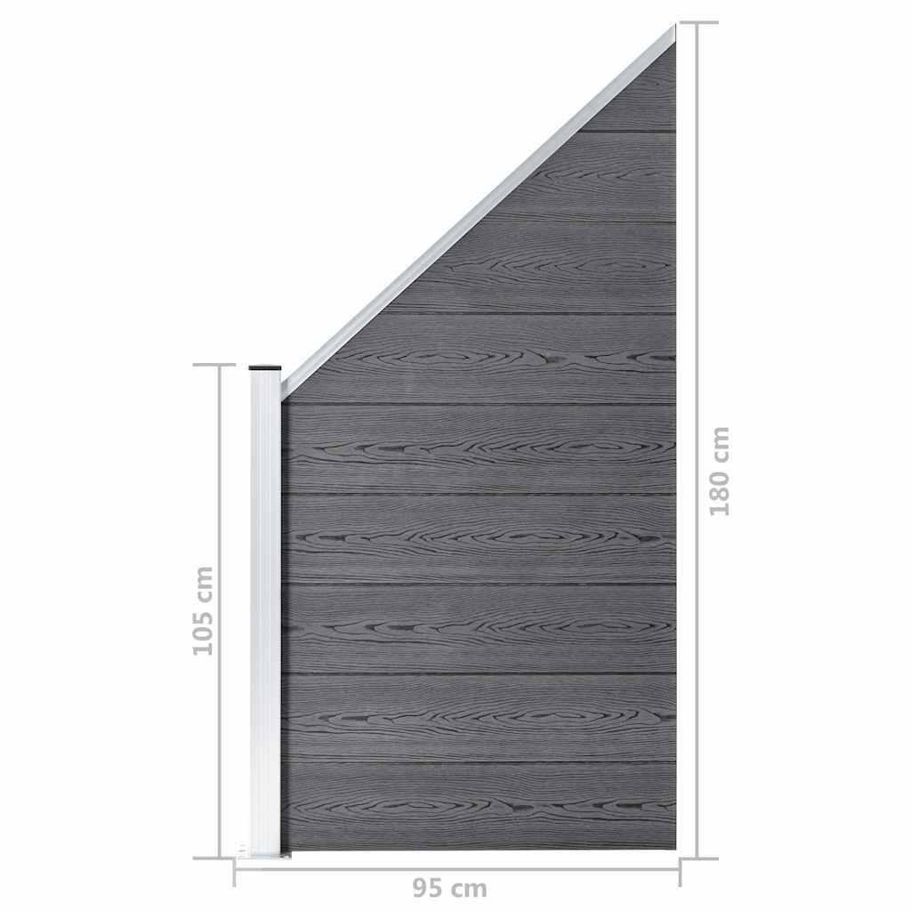 Plotová sada WPC 3 čtvercové + 1 šikmý díl 619 x 186 cm šedá - obrázek 15