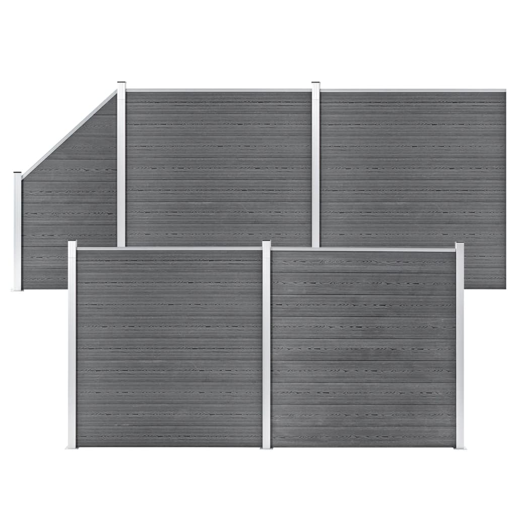 vidaXL WPC Zaun-Set 4 Quadrate + 1 Schräge 792x186 cm Grau