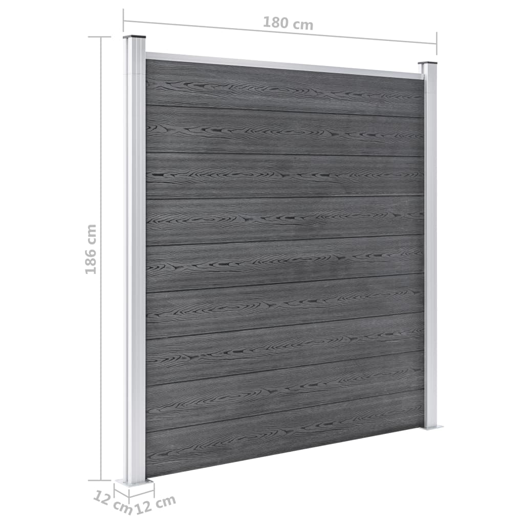 Plotová sada WPC 4 čtvercové + 1 šikmý díl 792 x 186 cm šedá - obrázek 14