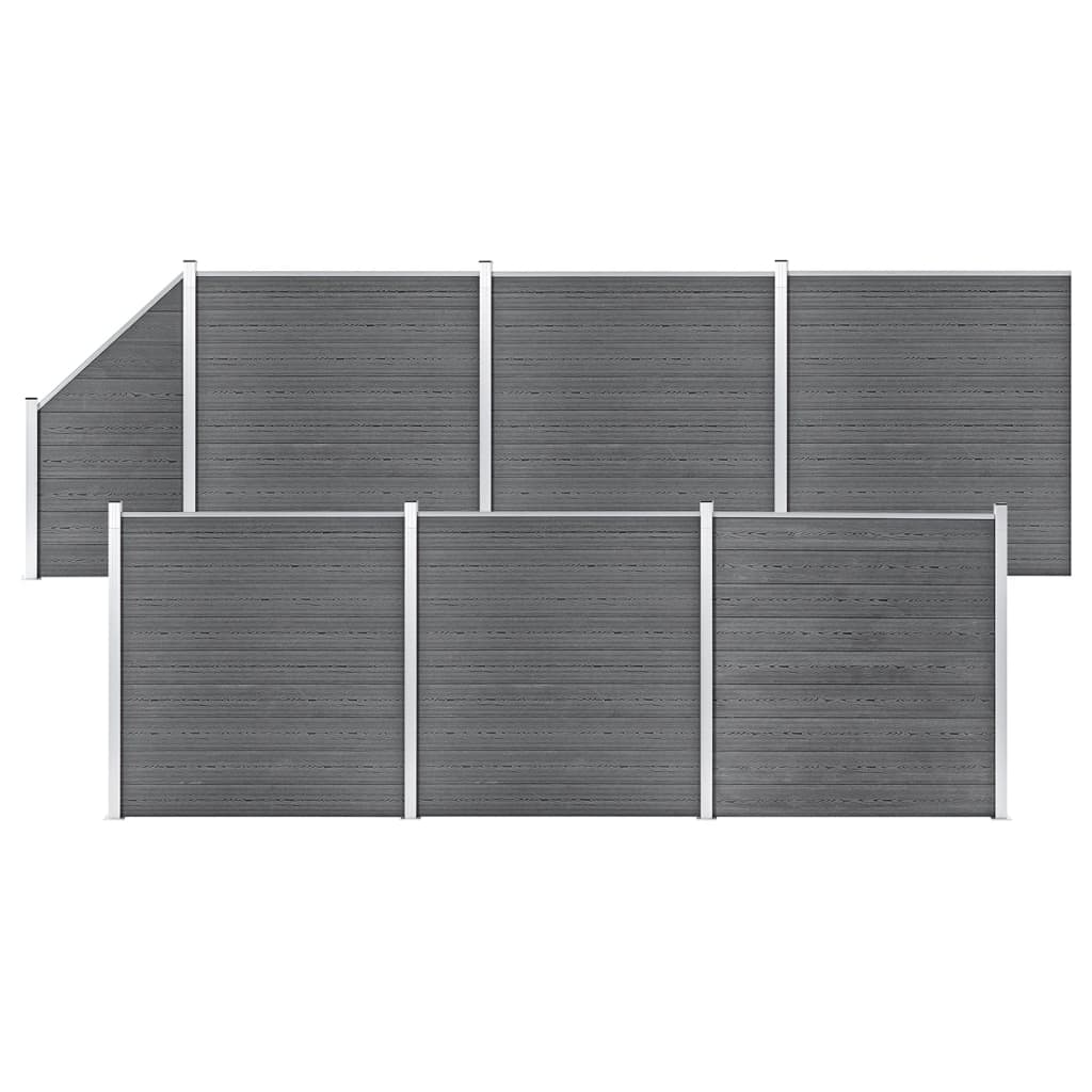 vidaXL WPC Fence Set 6 Square + 1 Slanted 1138×186 cm Grey