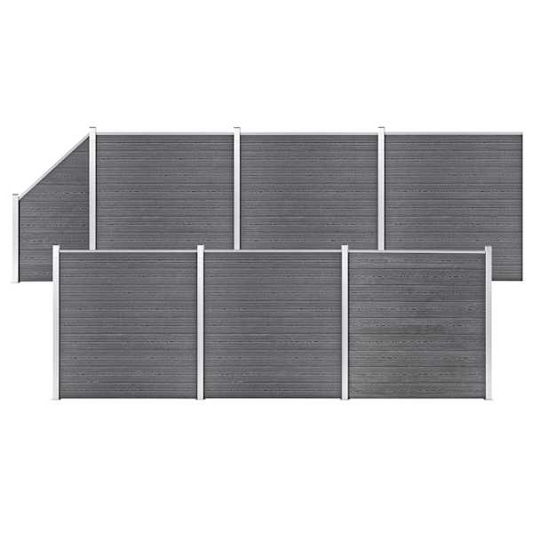 vidaXL WPC-aiakomplekt, 6 ruutu + 1 kaldus, 1138 x 186 cm, hall