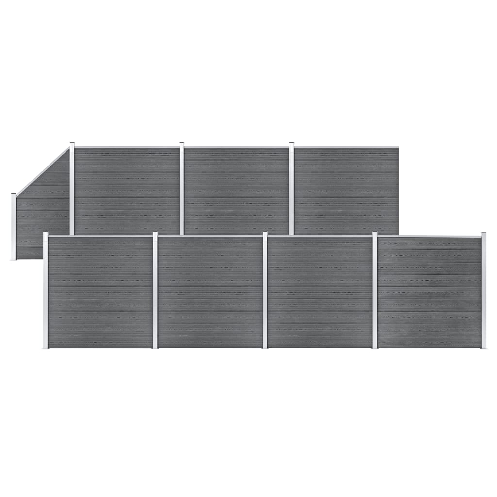 vidaXL WPC Fence Set 7 Square + 1 Slanted 1311×186 cm Grey