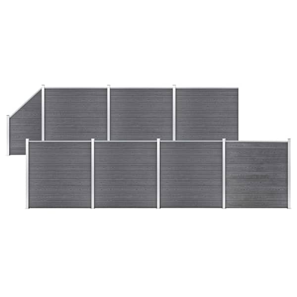 vidaXL WPC-aiakomplekt, 7 ruutu + 1 kaldus, 1311 x 186 cm, hall