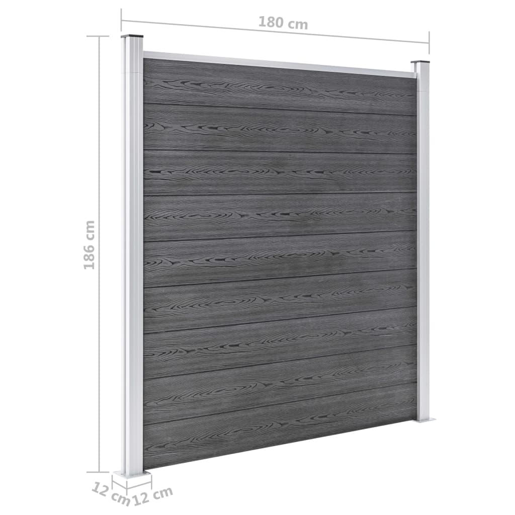 Plotová sada WPC 7 čtvercových + 1 šikmý díl 1311 x 186 cm šedá - obrázek 15