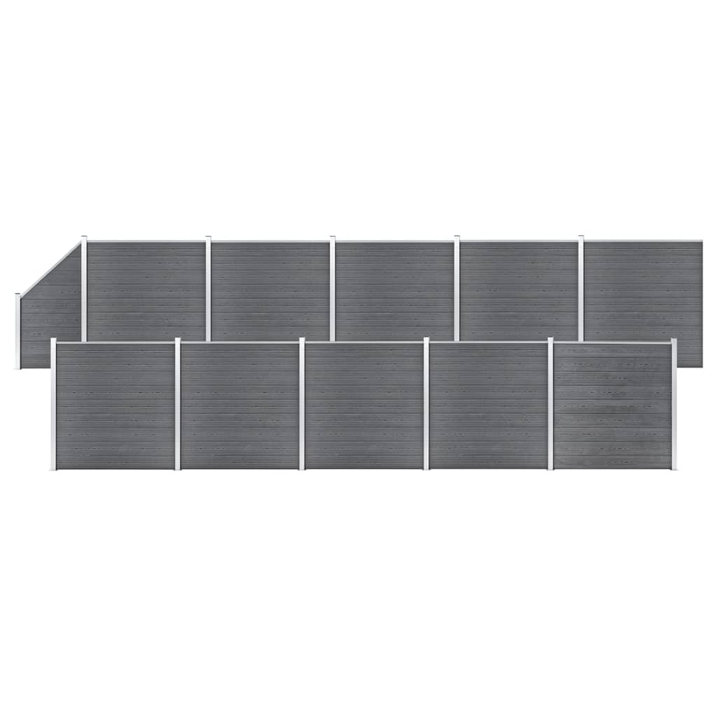 vidaXL WPC Zaun-Set 10 Quadrate + 1 Schräge 1830x186 cm Grau