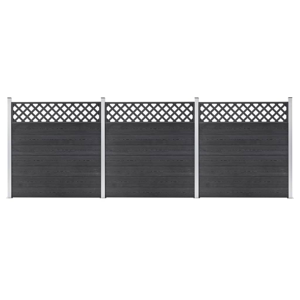 vidaXL Set panouri de gard, 3 buc., gri, 526 x 185 cm, WPC, pătrat vidaxl.ro