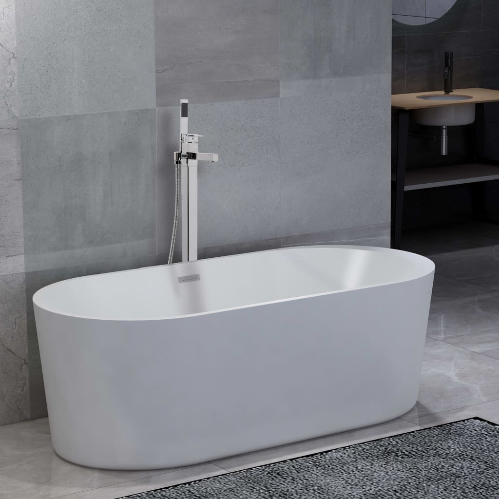 Freistehende Badewanne und Wasserhahn 204 L 110 cm Silbern kaufen