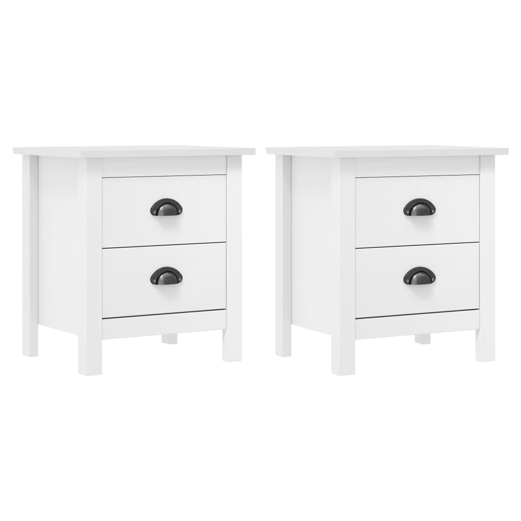 vidaXL Tables de chevet Hill 2 pcs Blanc 46x35x49,5 cm Bois pin solide