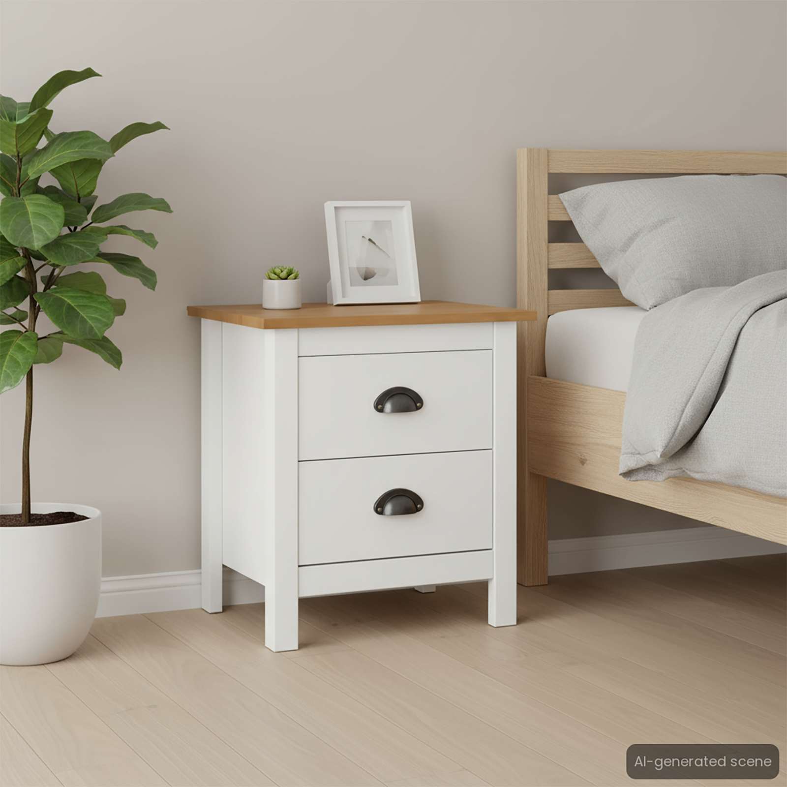 Noční stolky Hill 2 ks bílé 46x35x49,5 cm masivní borové dřevo 288910
