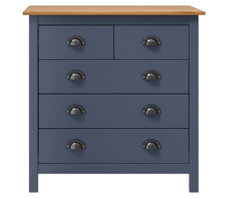 vidaXL kumode Hill, pelēka, 79x40x80 cm, priedes masīvkoks