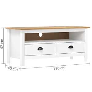 TV stolek Hill bílý 110 x 40 x 47 cm masivní borové dřevo - obrázek 4
