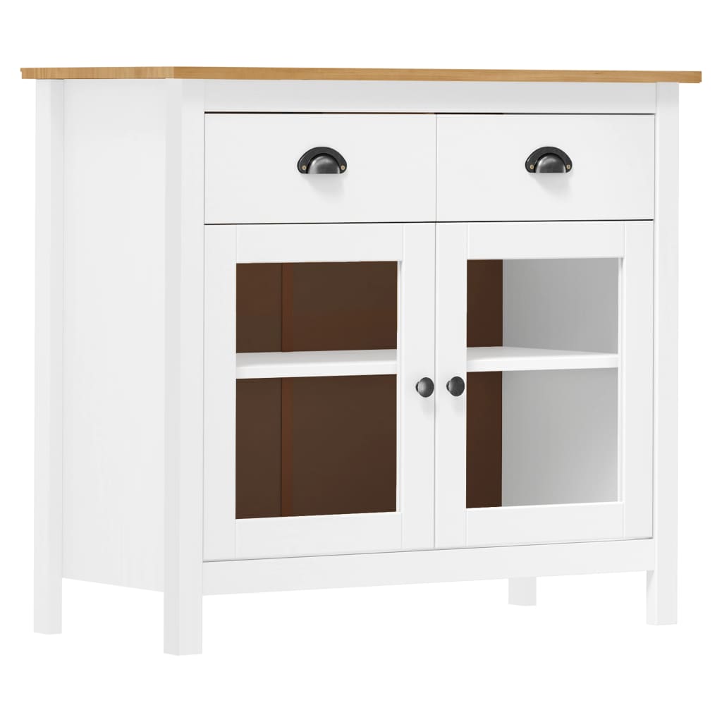 Thumbnail - vidaXL Sideboard Hill Weiß 90x40x80 cm Massivholz Kiefer