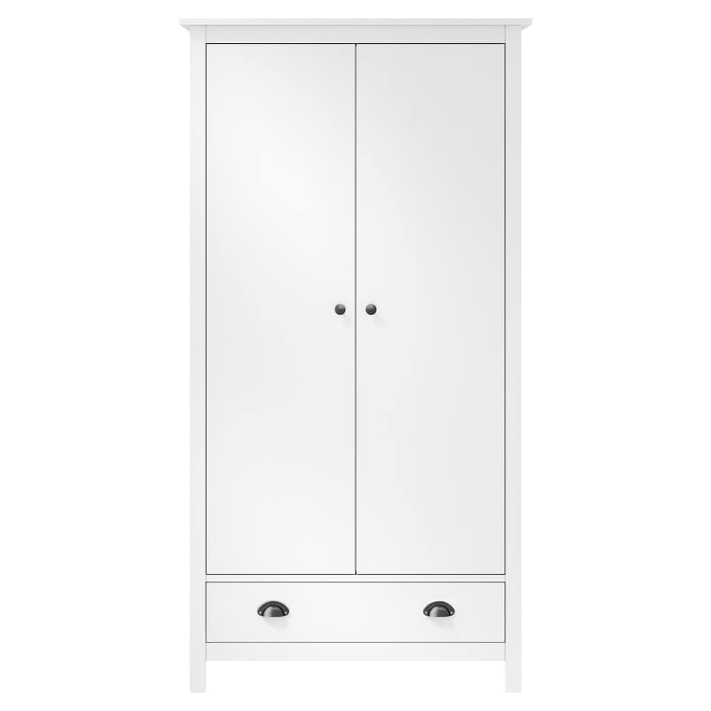 vidaXL Kledingkast Hill 2 deuren 89x50x170 cm massief grenenhout wit afbeelding