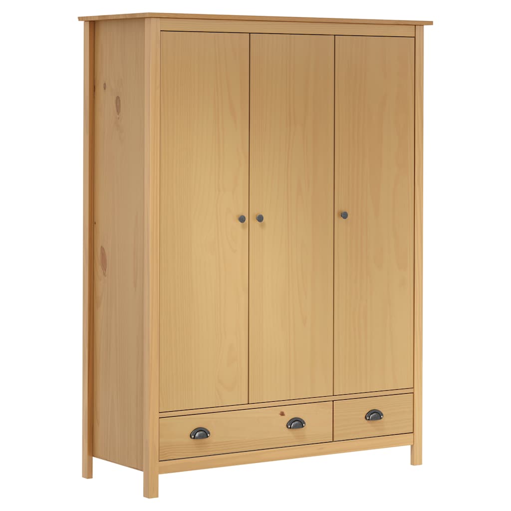 Image of Armadio a 3 Ante Hill 127x50x170cm Legno Massello di Pino 288951