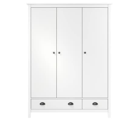 vidaXL 3-Door Wardrobe Hill White 127x50x170 cm Solid Pine Wood