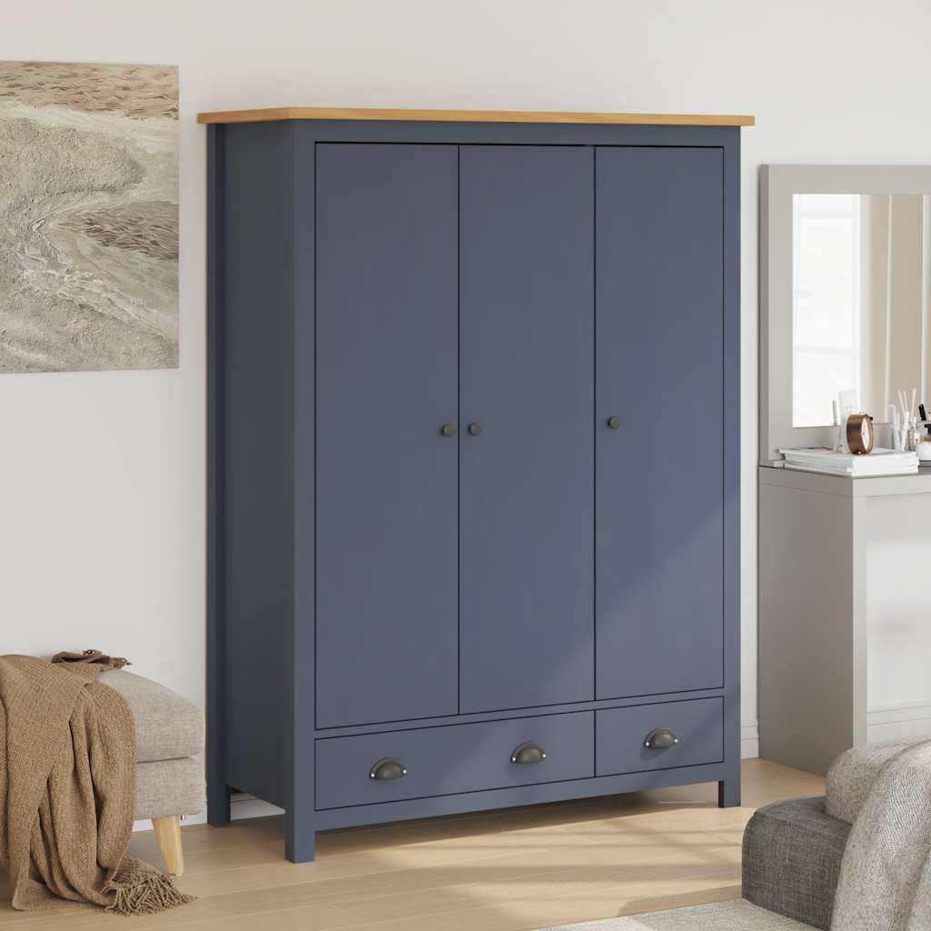 Image of Armadio a 3 Ante Hill Grigio 127x50x170 cm in Legno di Pino 288953