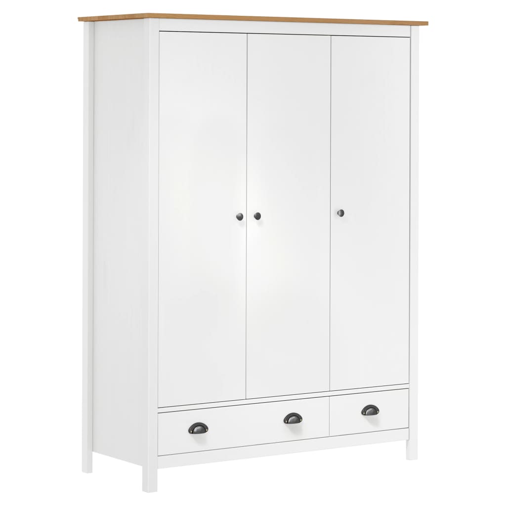 vidaXL Garde-robe à 3 portes Hill Blanc 127x50x170 cm Bois pin solide