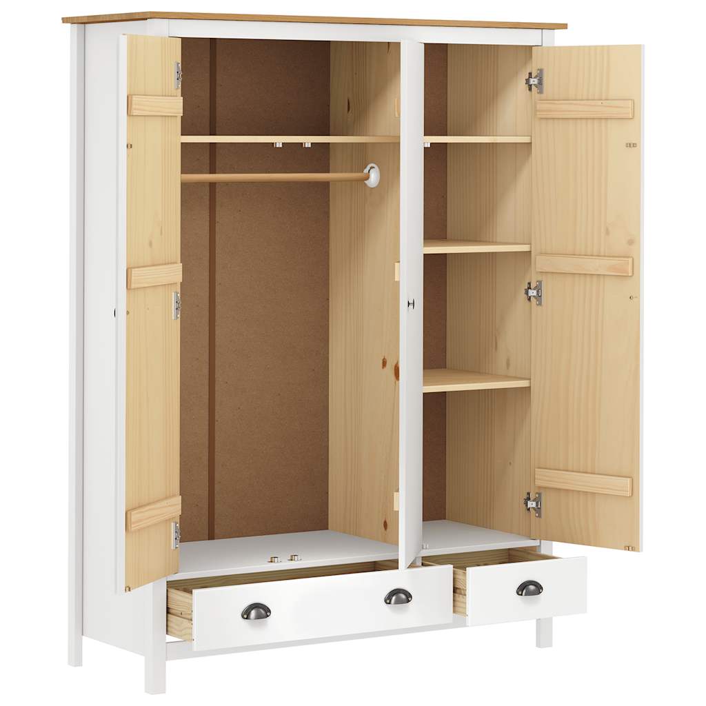 Pin Solide Garde-robe à 3 ventes exceptionnelles Portes 127x50x170 cm Armoire Vêtement Chambre vidaXL
