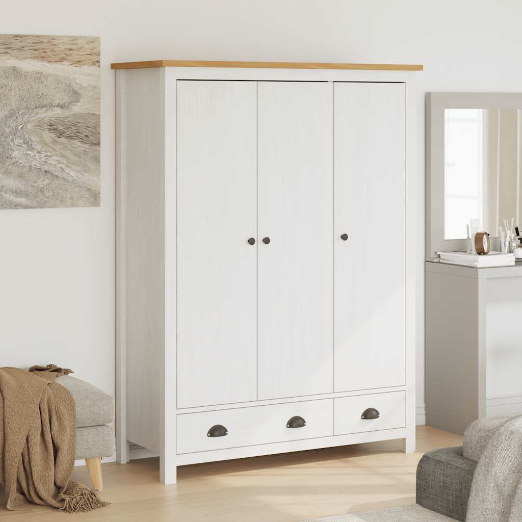 Image of Armadio a 3 Ante Hill Bianco 127x50x170 cm in Legno di Pino 288954