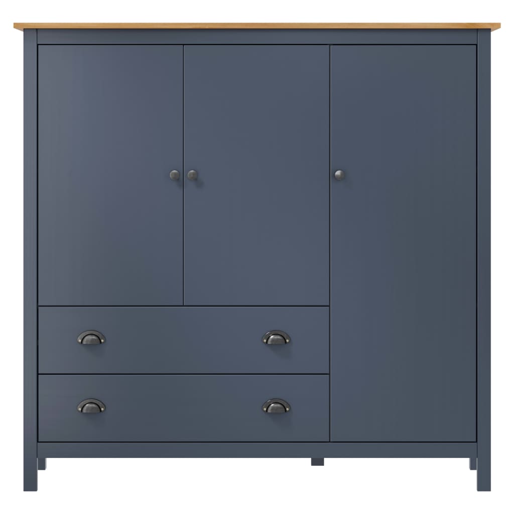 

vidaXL Kledingkast 3 deuren Hill Range 142x45x137 cm grenenhout grijs