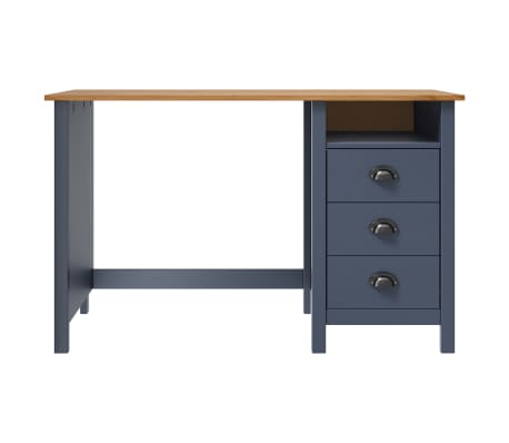 vidaXL Γραφείο Hill με 3 Συρτάρια Γκρι 120x50x74 εκ Μασίφ Ξύλο Πεύκου