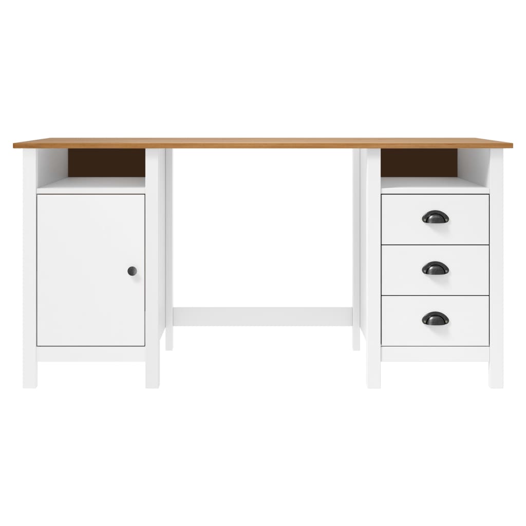 

vidaXL Bureau Hill Range 150x50x74 cm massief grenenhout wit