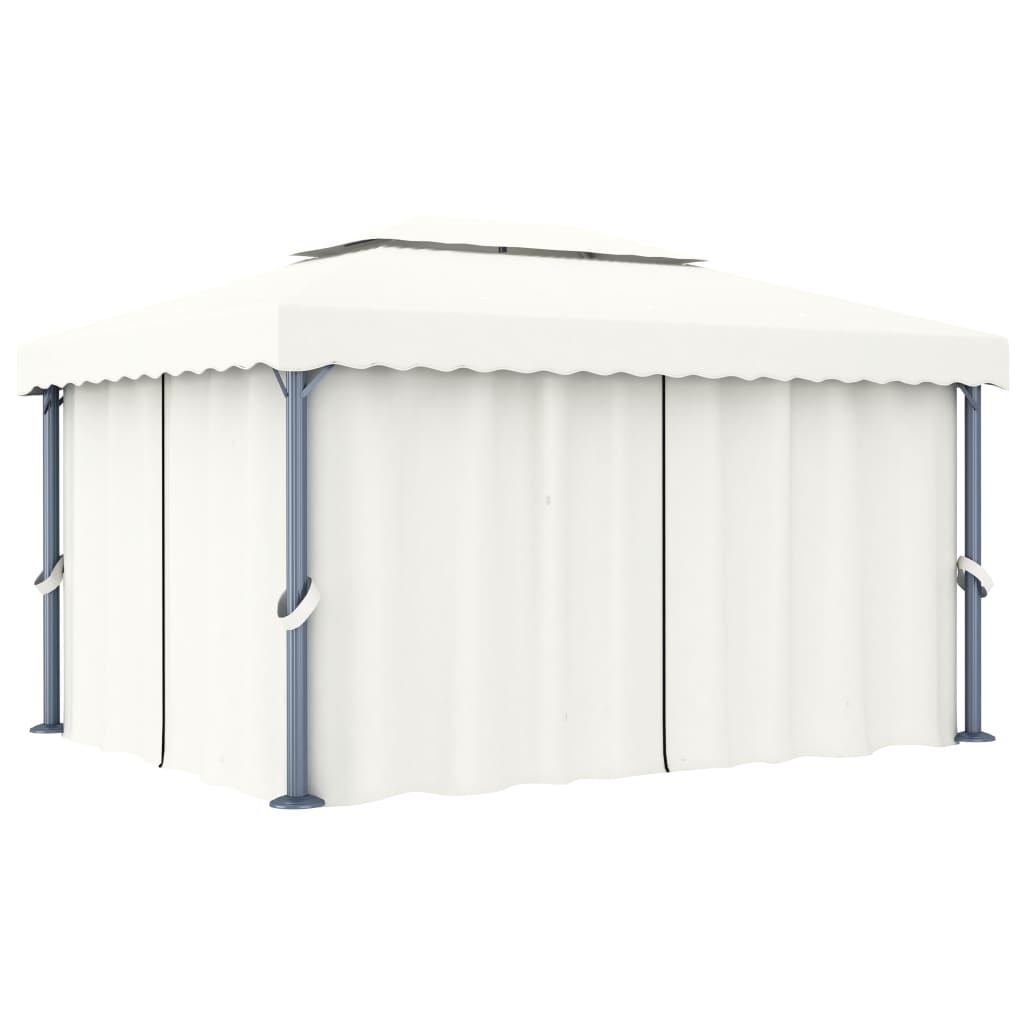vidaXL Pavilion cu perdea, alb crem, 4 x 3 m, aluminiu vidaXL