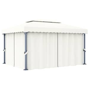 Paviljon z zaveso 4x3 m kremno bel aluminij