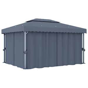 vidaXL varjualune kardinaga 4 x 3 m, antratsiithall, alumiinium