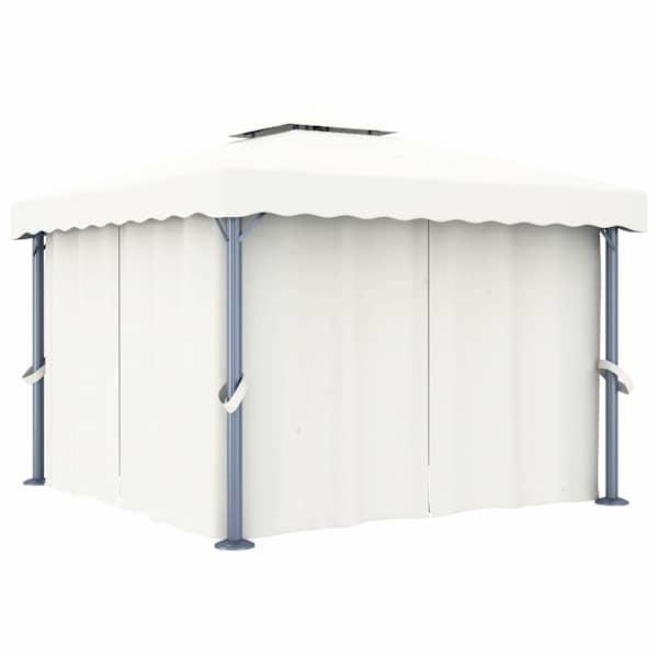 vidaXL varjualune kardinaga 3 x 3 m, kreemjasvalge, alumiinium