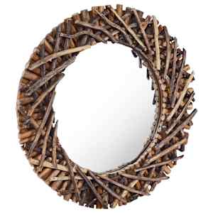 Nástěnné zrcadlo 60 cm teak kulaté - obrázek 2