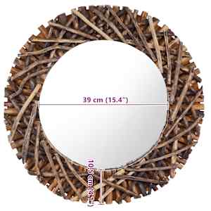 Nástěnné zrcadlo 60 cm teak kulaté - obrázek 6