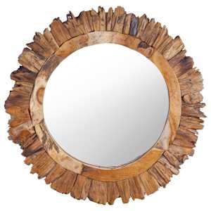 Nástěnné zrcadlo 60 cm teak kulaté