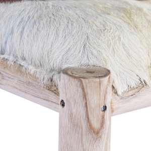 Barski stolček pravo kozje usnje in trdna tikovina - slika 3