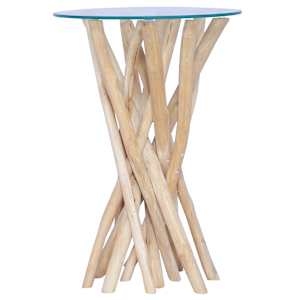 Konferenční stolek skleněná deska 35 x 35 x 50 cm masivní teak