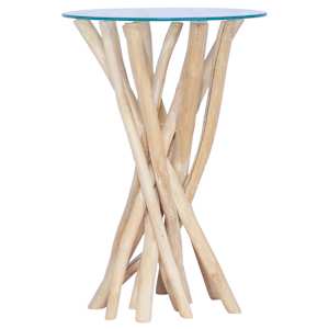 Konferenční stolek skleněná deska 35 x 35 x 50 cm masivní teak - obrázek 4