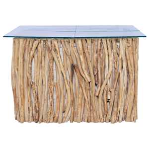 Konferenční stolek skleněná deska 66 x 66 x 40 cm masivní teak - obrázek 2