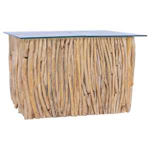 Konferenční stolek skleněná deska 66 x 66 x 40 cm masivní teak - obrázek 7