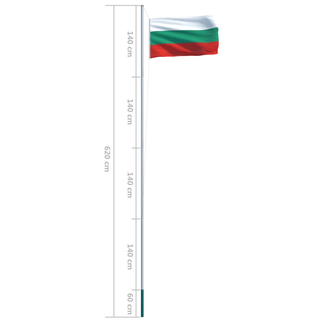 Bolgár zászló alumíniumrúddal 6,2 m 