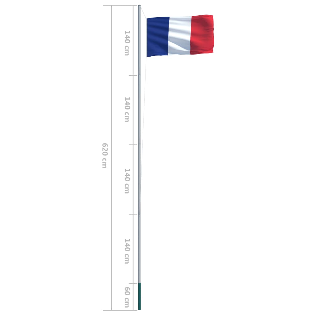 Francia zászló alumíniumrúddal 6,2 m 