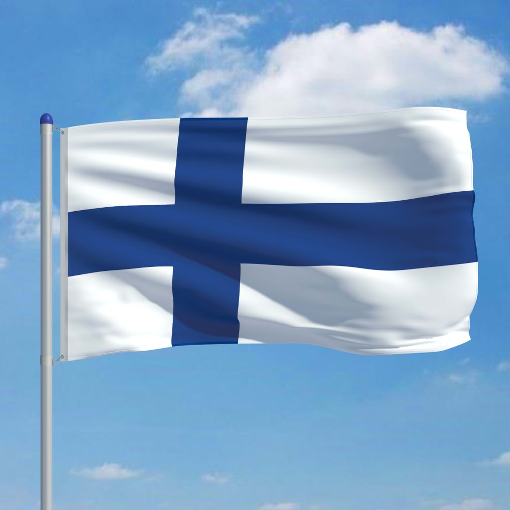 vidaXL Finland Flag and Pole Aluminium 6 m