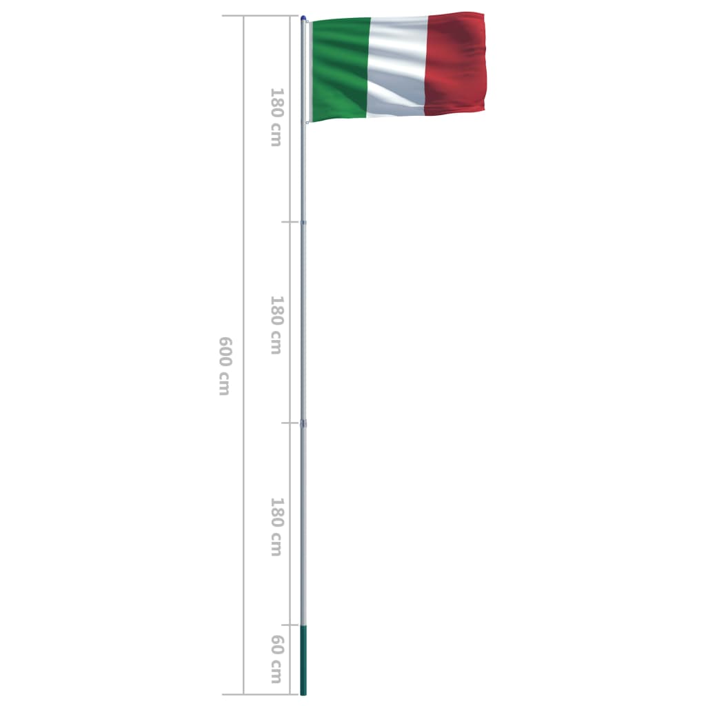 Olasz zászló alumíniumrúddal 6 m 